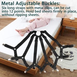 RPang Bed Sheet Clips Adjustable Sheet Straps Suspenders Gripper Fastener 6 Sides Triangle Heavy Duty