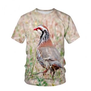 Summer Short Sleeve Mens T-shirt 3D Digital Print Plant Bird Pattern round Neck Sport Casual Top V-neck Regular Sleeve Length Loose Fit