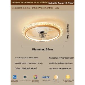 FANZHEN | Retro Walnut Rotating Fan Light