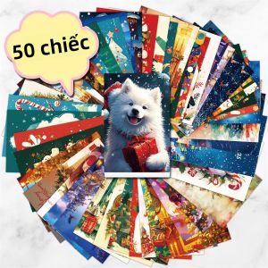 Bộ 50 Thiệp Giáng Sinh Chủ Đề Ngày Lễ Tự Làm Bưu Thiếp Nền Lễ Hội Cho Tin Nhắn Tiệc Tùng Chống Thấm Nước Có Thể Sử Dụng Lại