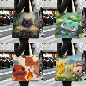 Bandai | Pokemon Zoroark Storage Bags Tote Bag Travel Summer Beach Shoulder Bag Reusable Grocery Shopping Bag Anime Artwork