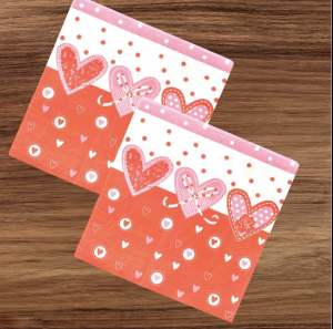 Party Dinner Napkin Serviette Disposable Paper Tissue - Colour Hearts Red Love Romantic Valentine Cute Print [NSP128]