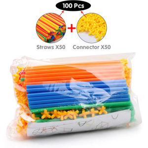 100Pcs/set Straw Constructor Toys Building Toys Straws and Connectors Building Sets Colorful Motor Skills Educational Toy Gift