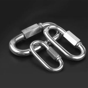 1/2PCS Stainless Steel Carabiner Snap Hook Camping Climbing Chain Heavy Duty Quick Connector D Shape Locking Carabiner M4 M5 M6