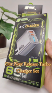 65W Turbo Charger for Type-C Safe and Stable Use with Double Output Lightning Head Adapter Wall Charger Quick Charge Fast Power DeIivery