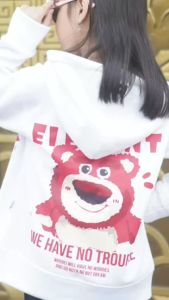 Áo khoác dây kéo hoodie nỉ bé gái hình in GẤU ELEGANT cho bé từ 14 đến 48kg