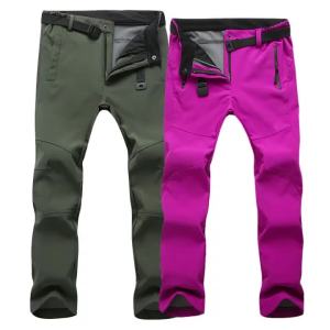 กางเกงกีฬากลางแจ้งกางเกงกีฬาผู้ชายทรงเข้ารูปหนาพิเศษฤดูใบไม้ร่วงและฤดูหนาวไซส์ใหญ่ปลอกนิ่มกันลมขนแกะเล่นสกีปีนเขากางเกงผู้หญิง