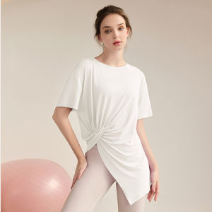 Quick Dry Fitness Clothes Womens Short Sleeve Yoga Sportswear Slimming Breathable round Neck Moisture Wicking Ultra Light