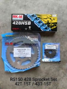 HONDA RS150R RS150 428 STANDARD RKM CHAIN SET REAR 42T 43T FRONT SPROCKET 15T RANTAI 120L HEAVY DUTY