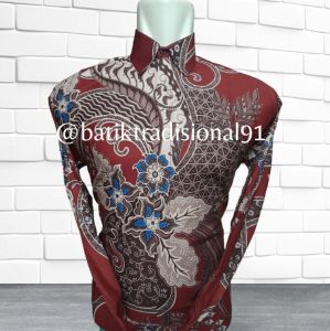 Batik Couple Ayah dan Anak Katun Solo Primisma Merah