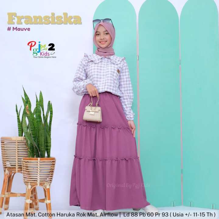 FRANSISKA SETELAN ROK ANAK //SETELAN ROK ANAK BAJU KOTAK//ROK ANAK