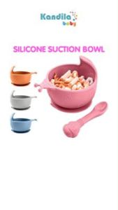 SILICONE SUCTION BOWL KANDILA BABY KDL 022-15 / MANGKUK SILICONE SET SENDOK / ALAT MAKAN BAYI/ PERLENGKAPAN MAKAN BAYI/ MANGKUK MAKAN BAYI / MANGKUK MAKAN ANAK ANAK / PERLENGKAPAN MAKAN SET ANAK ANAK
