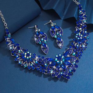 3PC Womens Wedding Season Fashion Luxury Flower Necklace Earrings Jewelry Set Suitable for Wedding Parties and Festival Gifts