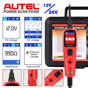 Autel Powerscan PS100 12V/24V เครื่องทดสอบวงจรยานยนต์ เครื่องทดสอบแบตเตอรี่รถยนต์ เครื่องมือวินิจฉัยระบบไฟฟ้า ชุดโพรบวงจรไฟฟ้า เครื่องทดสอบแรงดันไฟรถยนต์โวลต์มิเตอร์แบบดิจิตอล