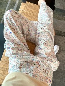 Laid-back Style Fish Cartoon Print Straight Leg Pants Womens Spring 2025 Loose Casual Floor-Length Pants Unique Feeling