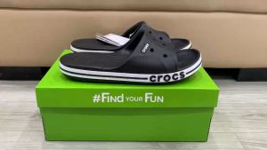 Dép quai ngang crocs chuẩn xịn chống hôi chân nhựa tế bào êm mềm đúc liền khối siêu bền đi mưa lội nước đi biển band baya màu đen