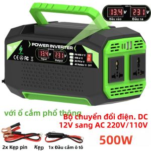 Biến Tần Ô Tô Sóng Sin Biến Đổi 500W 12V 220V Với Ổ Cắm USB Công Suất Cao Bộ Chuyển Đổi Tự Động Cho Hệ Thống Năng Lượng Mặt Trời