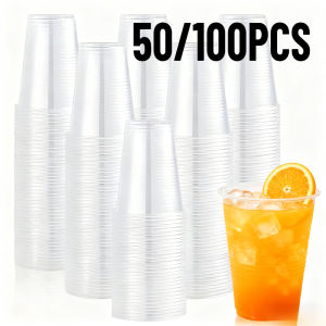 50/100PCS Disposable Transparent Plastic Cups Household  Drinking Cups Fruit Juice Coffee Ice Cream Birthday Wedding Party