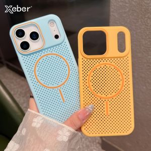 Heat Dissipation Mesh For Magsafe Magnetic Wireless Charge Case For iPhone 17 Air 16 15 14 13 12 Pro Max Breathable Armor Cover