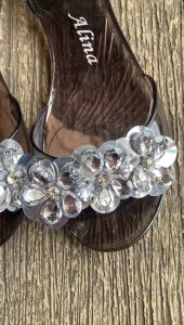 Sepatu Jelly Wanita Terbaru/ Balet Payet Cewek Kekinian/ Flat Shoes Alina 186-44/ Jelly Import