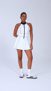 SharpStar Women‘s Tennis Dress With Shorts Contrast Color Gym Sports Dresses Built-In Chest Pad Yoga Casual Dress Workout Athletic Outfit
