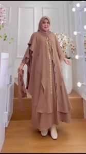 BISA COD Set Gamis Syari Jubah+Hijab Huddie Kode AZIMIN Bahan Kringkel Premium By Ory AjeZas Collect