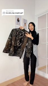 batik couple kemeja lengan panjang dan rok span wanita motif baru