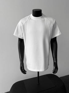 Pure White Splice Short Sleeve T-Shirt Mens 2025 New Summer Cleanfit Sport Breathable American Half Sleeve Loose Fit Casual Tee