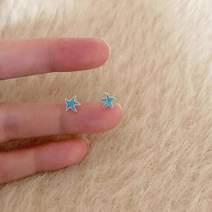 Unique Fashion Blue Starfish Earrings Women Elegant Versatile Design Jewelry Accessories New 2025
