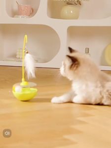 [SG Seller] Cat Tumbler Roly Poly Tilting Toy With Teasing Feather Wand And Rotating Ball
