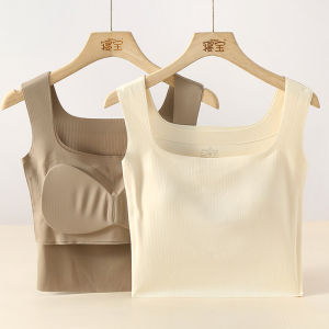 เสื้อกั๊กไหมน้ำแข็งแบบบางเฉียบพร้อมแผ่นเสริมหน้าอก เสื้อชั้นในแบบสวมไหล่แบบถอดได้สำหรับฤดูร้อน ผ้าไนลอนผสมอะซิเตท