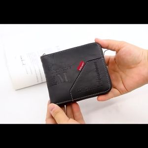 MenBense Mens Wallet Wax Oil PU Leather Wallets Classic Fashion Purse with Coin Pocket Retro Zipper Wallets Large Capacity Korean Style Mans Bag Business Multi-Card Holder Dompet Lelaki Dompet Kulit PU 钱包 卡包 男钱夹
