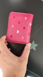Pu Women Mini Wallet Small Card Bag Ladies Money Clip Love Embroidery Multifunctional Wallet Women Short Certificate Storage Bag