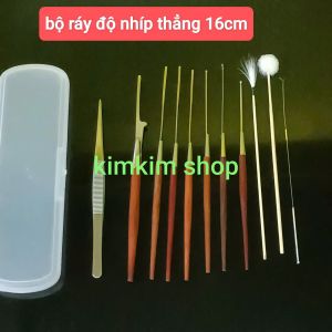 1 Bộ ráy tai độ mài chuốt 11 món. Nhíp thẳng 16cm ngành ráy tai