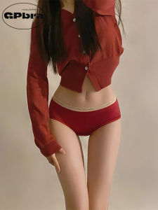 Red Pure Cotton Underwear Womens Mid-Waist Butt-Hugging Triangle Shorts Antibacterial GP Brand Chinese Zodiac Year Briefs
