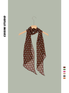 Brown Polka Dot Print Scarf Thin Womens Style Korean Version Spring Summer Autumn Long Rectangle Necktie Versatile Accessory