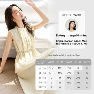 Vimly | Đầm Giúp Gọn Eo Kiểu Pháp Cổ Tròn Không Tay