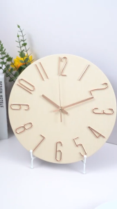 Elegant Nordic-Style 30cm Silent Quartz Wall Clock - Minimalist Wood Grain Design in Assorted Colors