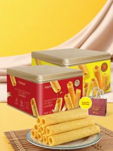 Healthy Egg Roll Snacks 306g Hong Kong Style Gift Box Chinese New Year Festival Gifts Plain Original Flavor Biscuit Cookies