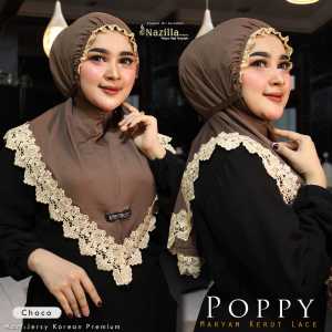 JILBAB/HIJAB KHIMAR INSTAN BERGO INSTAN JERSEY RENDA KERUT POPPY NAZILLA