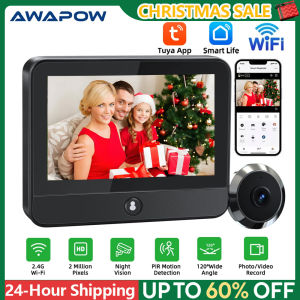 Awapow Tuya Wifi Radar Door Camera Smart Mini Digital Peepholes Door Viewer PIR Motion Detection Video Doorbell Home Security