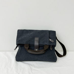 Fashionable Canvas Foldable Crossbody Bag for Men Business Laptop Bag Multi-Functional Leisure Commuting Single Shoulder Bag