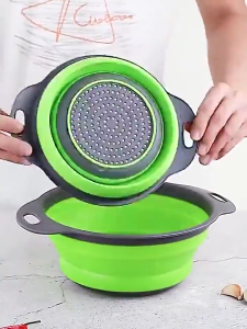 Silicone Folding Telescopic Drain Basket Fruit Vegetable Cleaning Basket Kitchen Water Filter Basket Tool