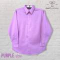 เสื้อเชิ้ต คอปก แขนยาวผู้ชาย ทรงตรง ผ้าคอมพ์ทวิว (Combed Twill) สีม่วง Purple คนอ้วน ตัวใหญ่ มีไซส์. 