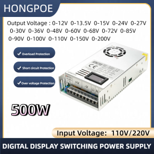 500W Adjustable 110/220V AC Switching Power Supply 0-12V 13.5V 15V 24V 36V 48V 60V 72V 80V 110V 150V 200V DC Single Output SMPS