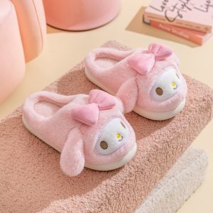 Cotton Slippers Womens Winter Home Fleece Lined Padded Warm Keeping Sanrio Matching Kids Cotton Slippers Girl Cute