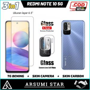 PROMO PAKET MURAH 3 IN 1 TEMPERED GLASS XIAOMI REDMI NOTE 10 5G / POCO M3 PRO 5G TG ANTI GORES CERAMIC MATTE ANTI SPY + CAMERA LENS + GARSKIN CARBON 3D
