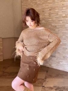 MIUCO | Áo Thun Len Cao Cấp Dáng Xòe Tay Lấp Lánh Lurex Hở Vai