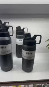 TYESO | TYESO 750/900/1200/1500ml Insulated Cups Stainless Steel Portable Sports Jug with Handle Outdoor Water Cup Matte Water Kettle