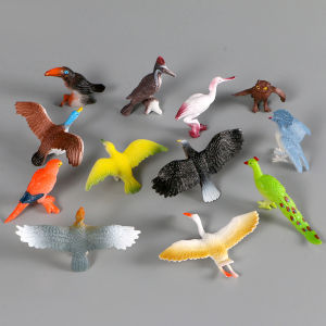 clu 12pcs/set mini simulation solid bird model wild animal vinyl flying animal decoration toy ulc